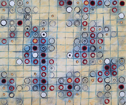 an abstract grid painting which  illustrates the idea of clusters.