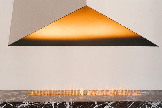 Geometric design of modern burning fireplace