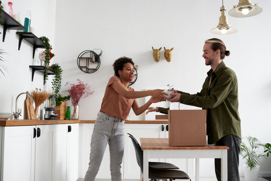 A couple unpacks things when moving