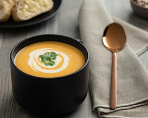 pumpkin soup in a bowl