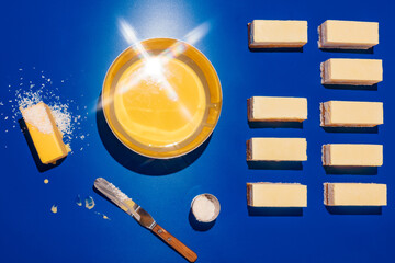 Conceptual photo image of making mousse desserts