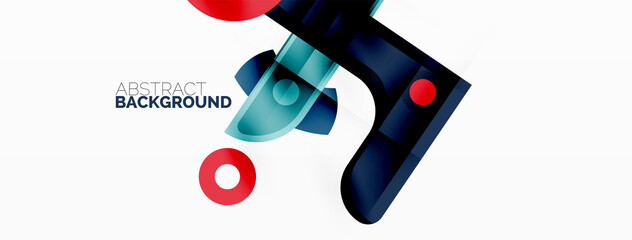 Minimalist geometric abstract background. Lines, circles with shadow effects composition wallpaper design