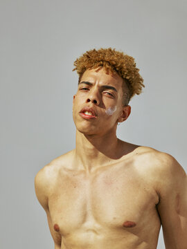 natural skin and hair with earth tones color palet - men skin care 