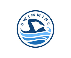 Swimming Pool Silhouette Sea Ocean Water Wave Logo design template