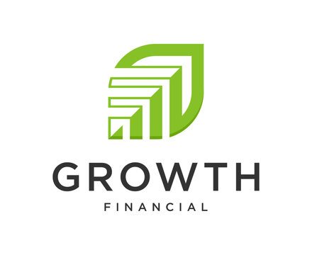 Business Financial logo template. leaf and growth graph vector design