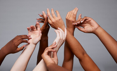 Group Of Diverse Women's Hands Connected Together