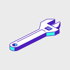 Adjustable wrench isometric vector icon illustration