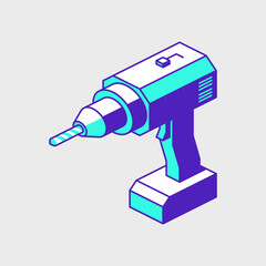 Power drill isometric vector icon illustration