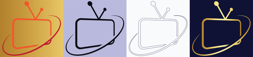 tv television electronic media logo icon vector template