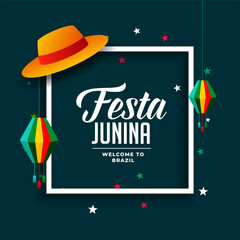festa junina brazil festival greeting with hat and lantern