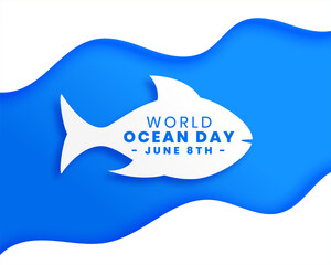 paper style international world ocean day poster