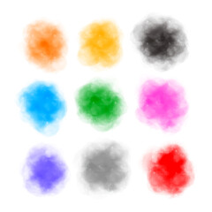 set of colorful watercolor stains