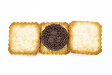 two types cookies isolated on white background, Top view,