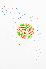 Colorful lollipop or Colorful candy isolated on white background,Fun Decoration. Minimal Holiday...