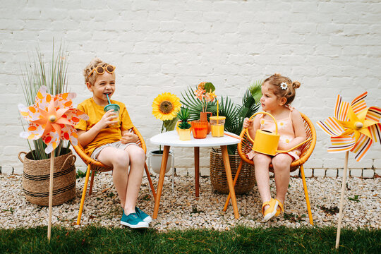 summer with kids in the garden