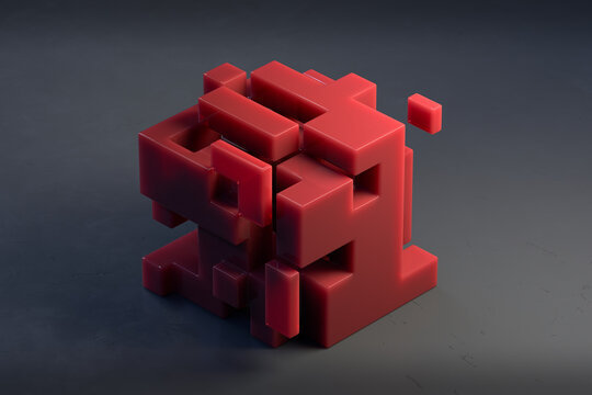 Red plastic geometric shape