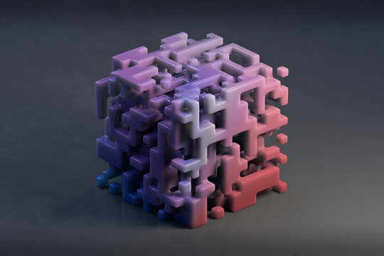 Purple and pink plastic geometric shape