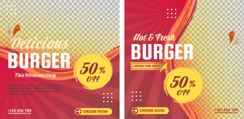 Food menu delicious burger banner social media post template
