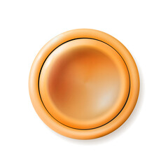 Realistic matte orange button. Plastic Circle Ui component. Vector illustration for your design.