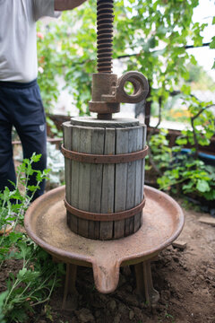 Old Wooden Wine Grape Squeezer
