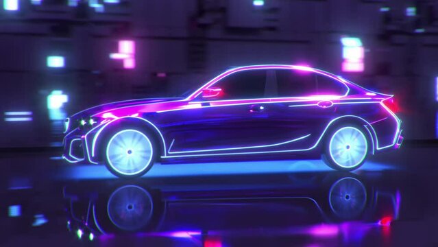 Super fast car going on the road with lights trails. hyperspeed auto and traffic concept action. 