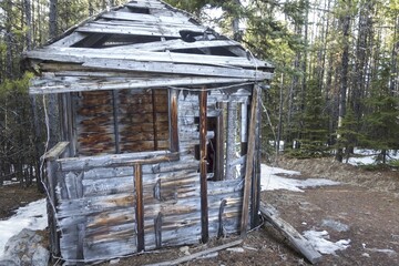 Historic Hummingbird Plume Fire Lookout Wooden Structure Built in 1930, Kananaskis Country Alberta Canada