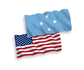 Flags of Federated States of Micronesia and America on a white background