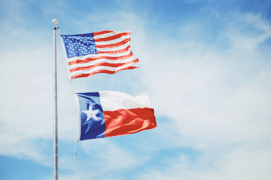 American and Texas Flags