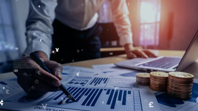 Conceptual business dashboard for financial data analysis . 3D render computer graphic .