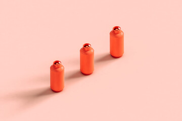 3d rendered row of gas bottles