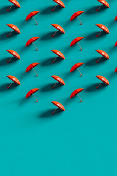 3d render of many red umbrellas