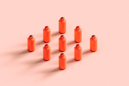 3d rendering of set of gas bottles