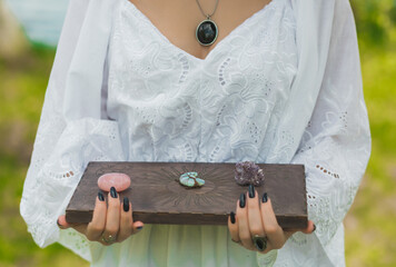 Magical attributes, woman take a ritual, modern magic, esoteric concept