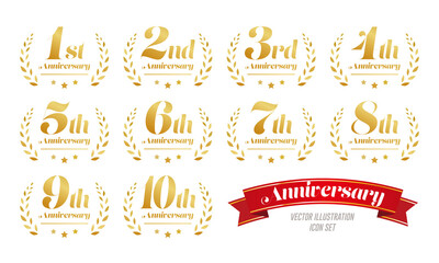 アニバーサリー 1周年から10周年 タイトル ロゴ アイコンセット