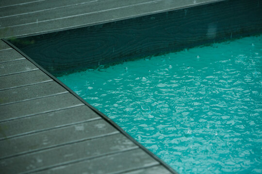 Swimming Pool on Rainy Day