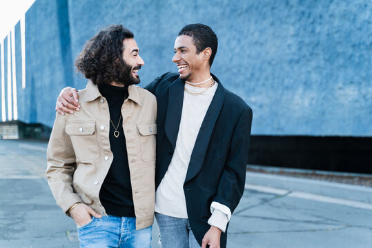 Happy Same Sex Couple In The Street