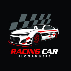 racing car vector car racing logo - obrazy, fototapety, plakaty