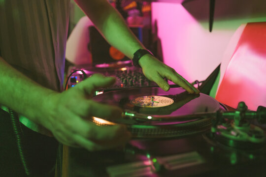 Dj Playing With Turntable