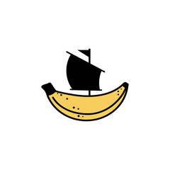 Banana ship logo illlustration designs
