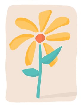 Yellow flower spring illustration 