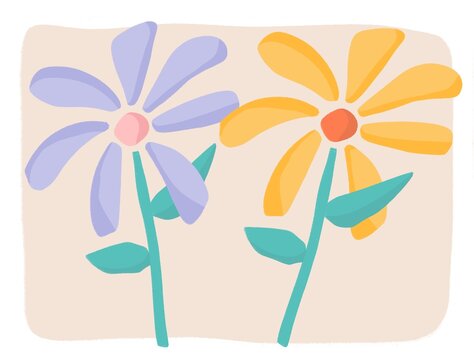 Purple And Yellow Spring Flower Illustration 