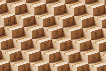 Delivery and shipping concept - cardboard package boxes background