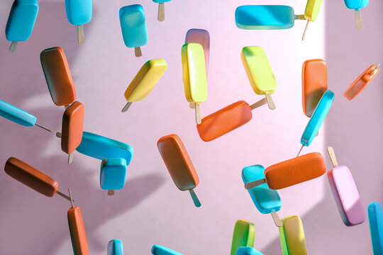 Flavored ice cream falling
