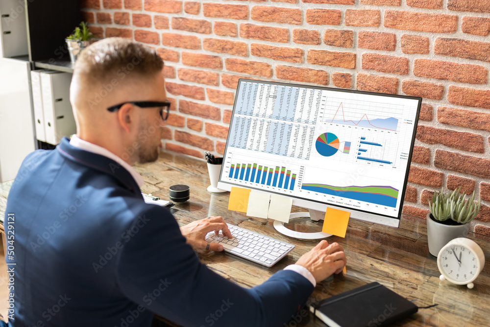 Poster Business Data Analyst Using Desktop Computer