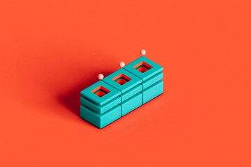 3d render of line of cubes