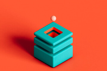 3d render of cube with hole