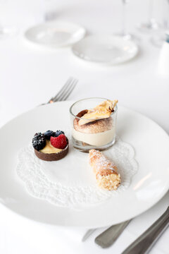 dessert and pasrtry on plate.