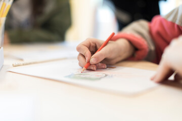 hand draws with pencil