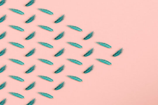 triangle from blue feathers