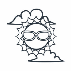 sunny glasses single isolated icon with sketch hand drawn outline style